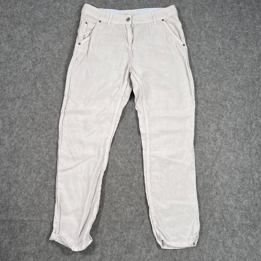 Poetry Linen Straight Leg Chino Ankle Pants Light Gray Women's Size 30x28